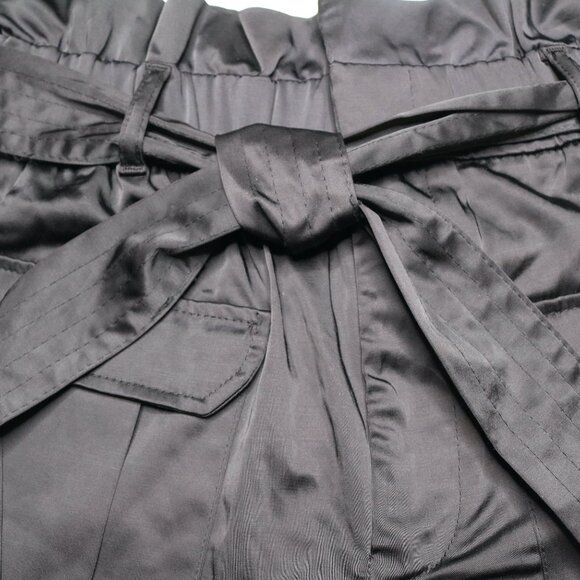 Zara Women's Black High Waisted Paper Bag Shorts with Belt, size Extra Small - Picture 5 of 11